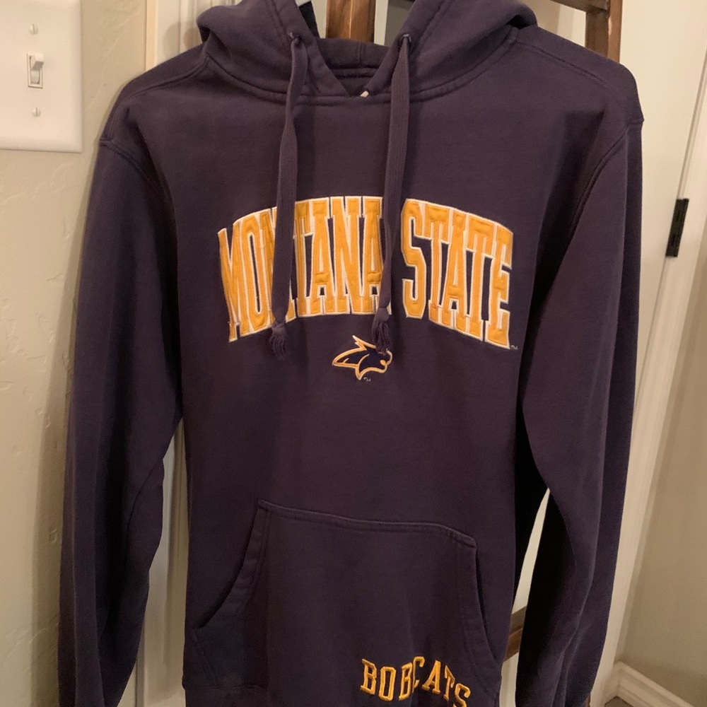 MSU (bobcats/Bozeman, MT) navy, old school hoodie